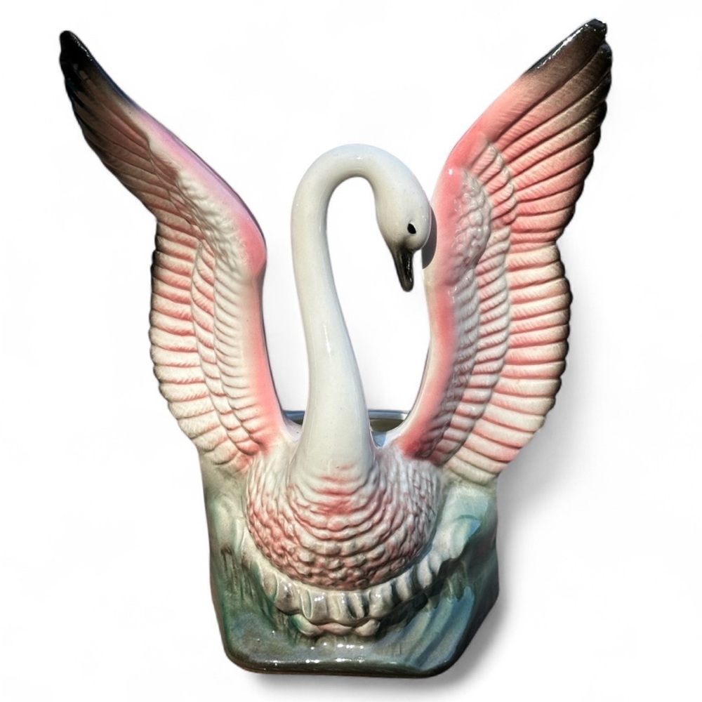 Antique Lane and Co. California Swan Pottery Planter 1950’s Original Sticker